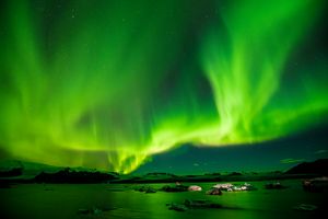The aurora borealis lights up the night sky